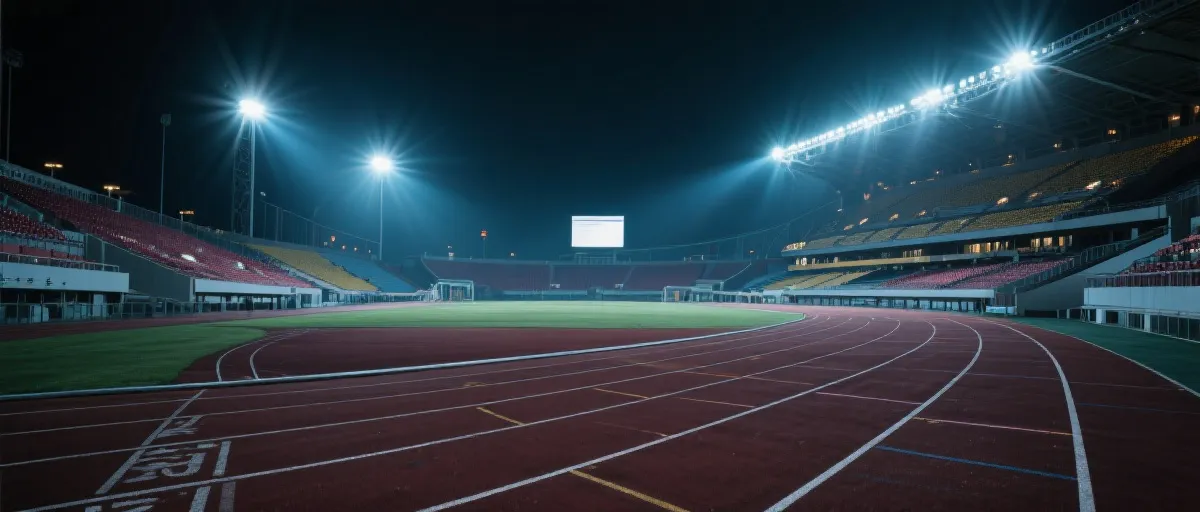 体育场灯光下的跑道